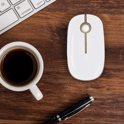 Wireless Mouse, 2.4G Slim Portable Computer Laptop Mouse with Nano Receiver Quiet Silent Optical Mice for Notebook, PC, Laptop, Computer-White and Gold